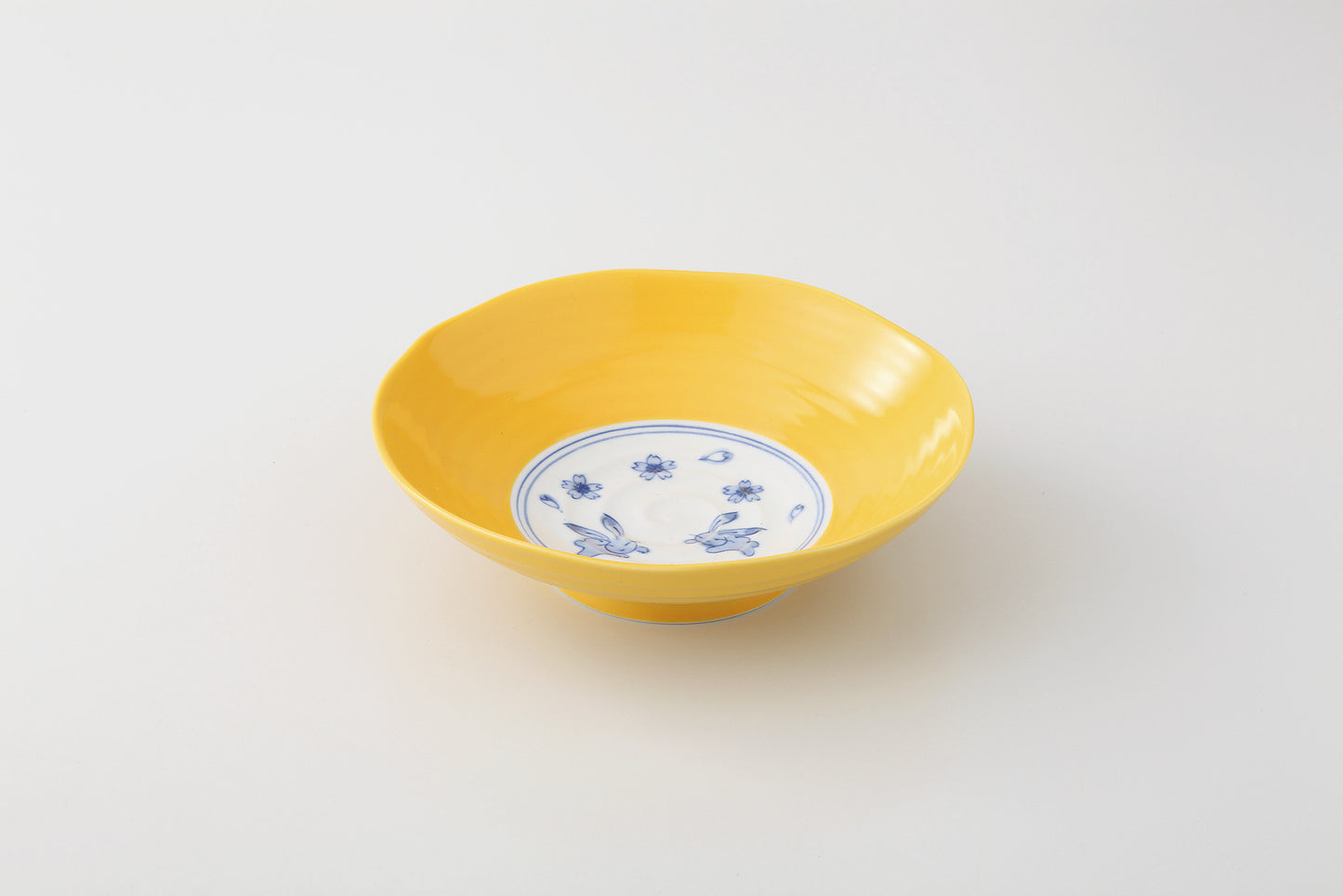 黄釉花うさぎ 多用鉢