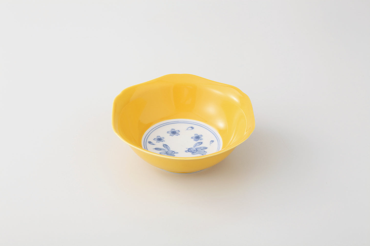 黄釉花うさぎ　小鉢