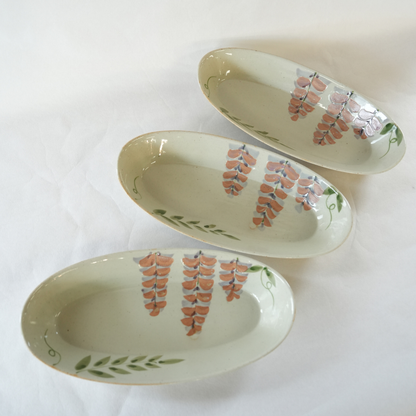波佐見焼　　　　　　　　　【OUTLET -アウトレット-】　　　　Garden　オーバルトレイ (藤)　3個セット